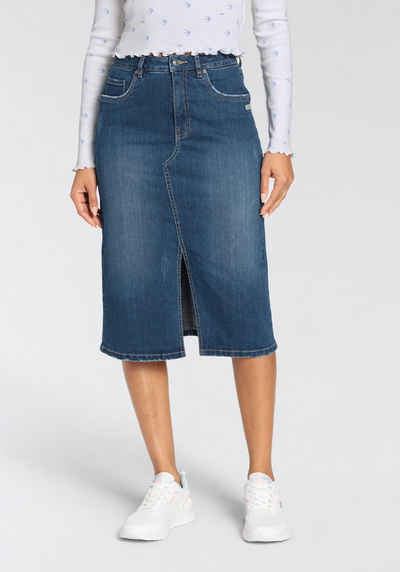  Jeansrock in Midilänge mit Schlitz