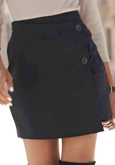  Hosenrock in Wickeloptik mit Zierknöpfen, Skort, casual-chic, elegant