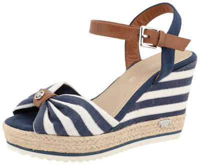  Valeria High-Heel-Sandalette, Sommerschuh, Sandale, Keilabsatz, im Streifen Look
