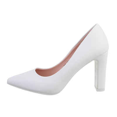  Damen Abendschuhe Elegant High-Heel-Pumps Blockabsatz High Heel Pumps in Weiß