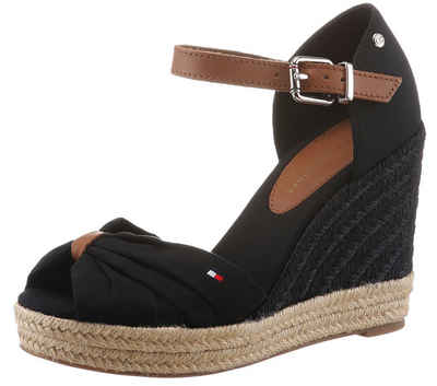  BASIC OPENED TOE HIGH WEDGE High-Heel-Sandalette, Sommerschuh, Sandale, Keilabsatz, mit dezenter Flagstickerei