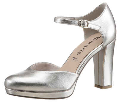  High-Heel-Pumps, Abendschuh, Brautschuh, Blockabsatz, in glänzender Optik