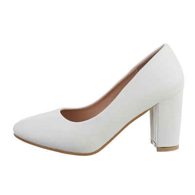  Damen Abendschuhe Elegant High-Heel-Pumps Blockabsatz High Heel Pumps in Weiß