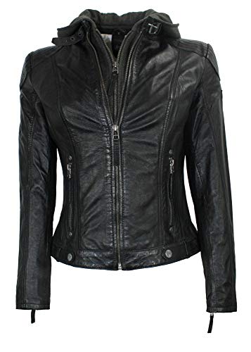 Gipsy - Damen Lederjacke Kapuze Lammnappa schwarz Natur gegerbt Größe 3XL buy