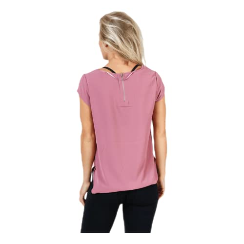ONLY Damen Einfarbige Kurzarm Bluse | Basic Rundhals Ausschnitt | Blusen T-Shirt Blouse Oberteil ONLVIC, Farben:Rosa-2, Größe:44