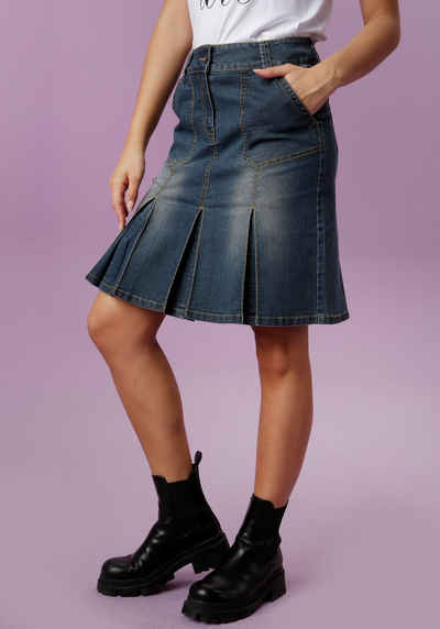  Jeansrock mit eingelegten Falten