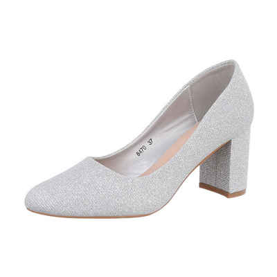  Damen Abendschuhe Elegant High-Heel-Pumps (87118422) Blockabsatz High Heel Pumps in Silber buy