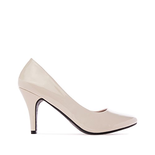 Andres Machado - AM422CHAROL - Elegante Lack Pumps. Kleine und große Größen., Beige Lack, 43 EU