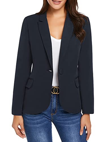 Roskiky Eingekerbter Blazer mit Revers Taschen und Knöpfe Navy Blau Large buy