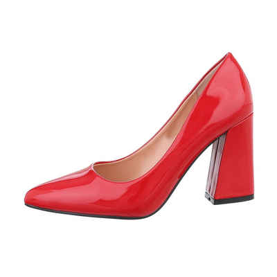 Damen Abendschuhe Elegant High-Heel-Pumps Blockabsatz High Heel Pumps in Rot