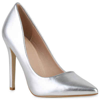  840033 High-Heel-Pumps Damen High Heels Pumps Spitze Stiletto Party Leder-Optik
