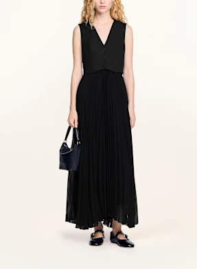 SANDRO Plisseekleid mit Leinen buy