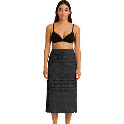  Sommerrock Damen Rock Maxi Lang Sommerrock Maxirock Lochstickerei Strandrock (1-tlg) Onesize von S-XL