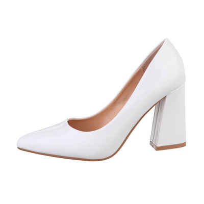  Damen Abendschuhe Elegant High-Heel-Pumps (85744350) Blockabsatz High Heel Pumps in Weiß