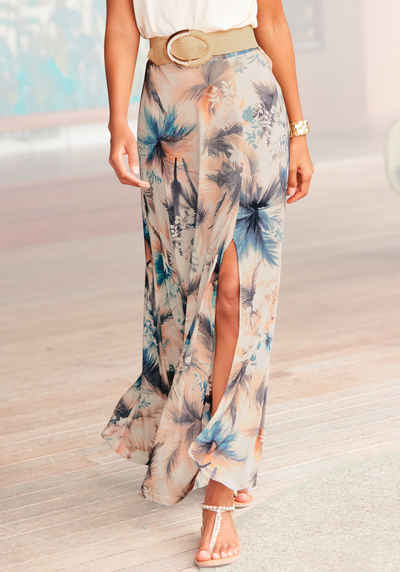  Maxirock aus Viskosejersey, langer Sommerrock mit Alloverdruck und Schlitz buy