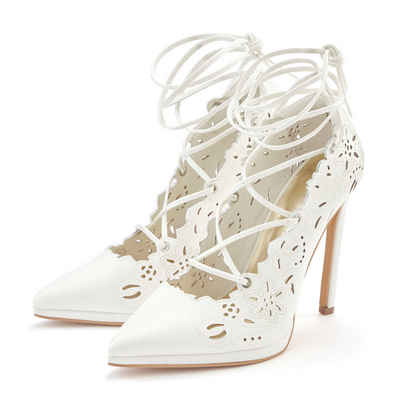  Stiletto Pump mit Cut-Outs, High-Heel-Pumps Mit Schnürbänder und hohem Absatz