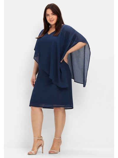  Cocktailkleid Große Größen mit asymetrischem Cape