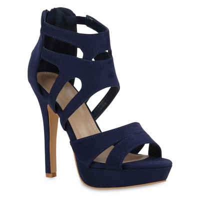  841366 High-Heel-Sandalette Damen High Heels Sandalette Stiletto Cut-outs Party Plateau-