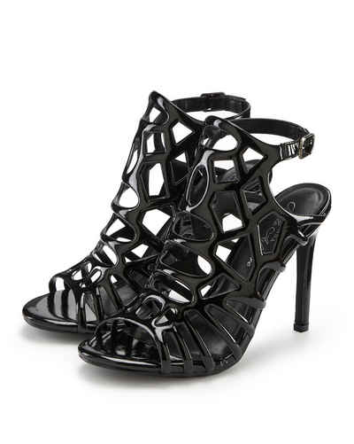  Sandalette mit Cut-Outs, High-Heel-Sandalette verführerischer Sommerschuh in Lack-Optik, Sandale