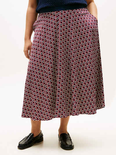  A-Linien-Rock CRV VIS TWILL A-LINE MIDI SKIRT in großen Größen