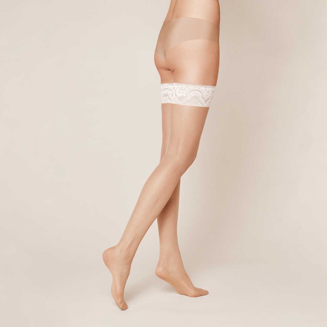 KUNERT Damen MYSTIQUE 20 - Halterlose Strümpfe mit reizvollem Abschlussband - Cashm-ivory (Beige)