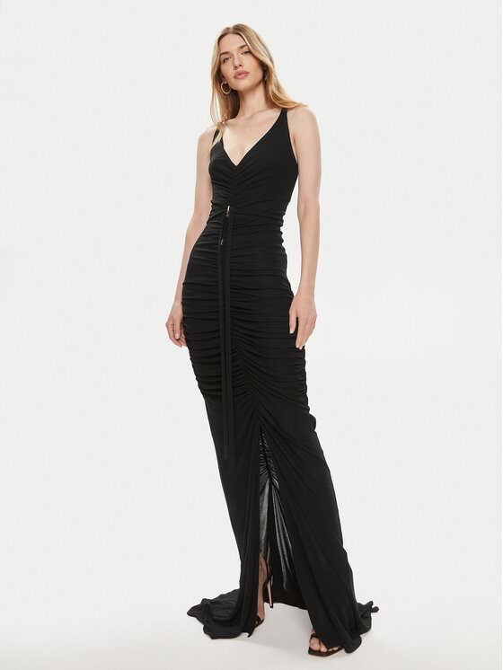 Elisabetta Franchi Abendkleid AB-590-42E2-V760 Schwarz Slim Fit