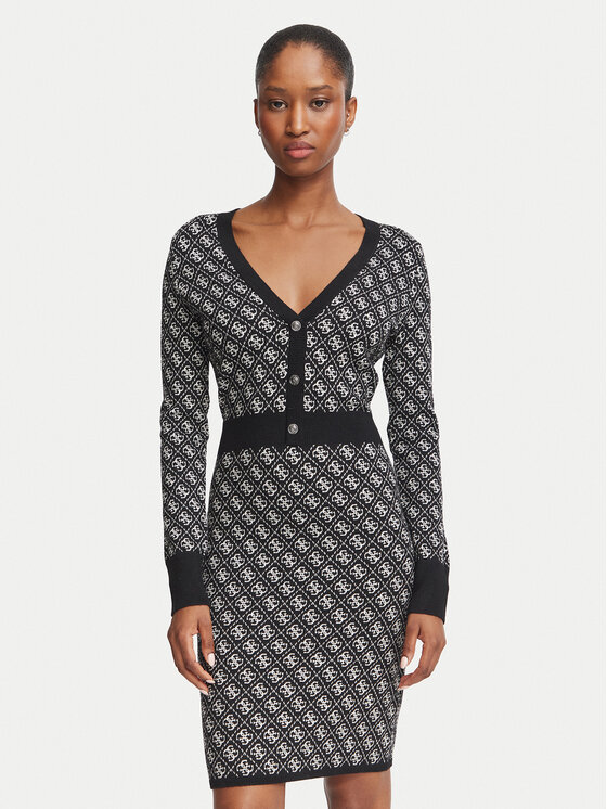 Guess Strickkleid W6BK23 Z1422 Schwarz Slim Fit