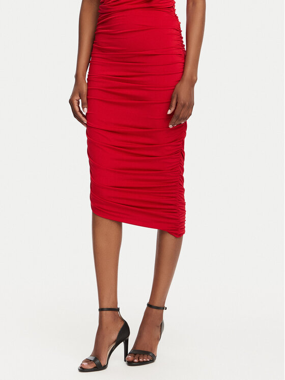 ACCESS FASHION Bleistiftrock 63-6001-326 Rot Slim Fit