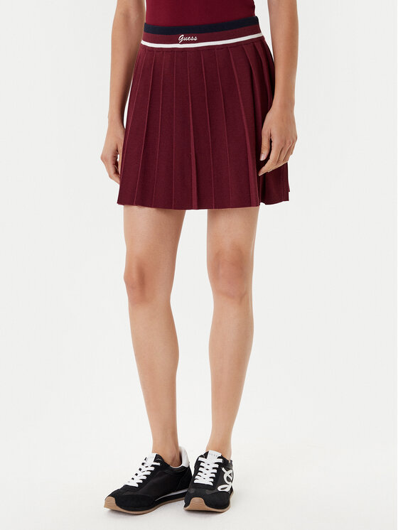 Guess Faltenrock V5BD02 Z1152 Dunkelrot Regular Fit