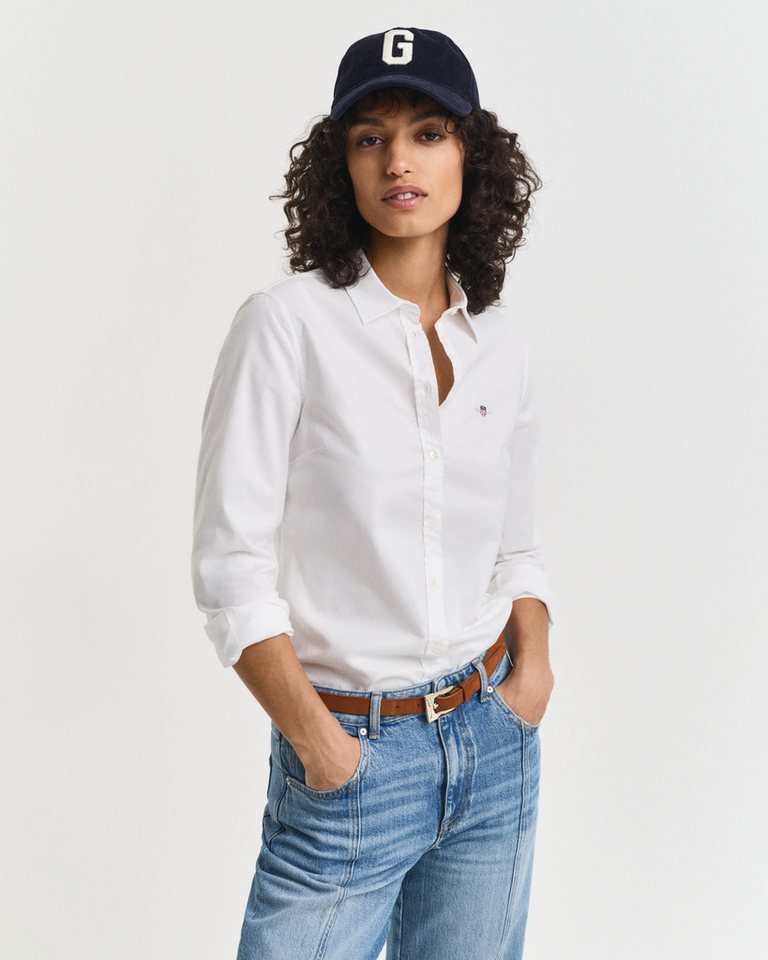 Gant Langarmbluse New Slim Stretch Oxford Blouse für bequemen Sitz u. Bewegungsfreiheit, New Slim Stretch, bügelfrei