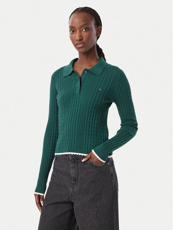 Tommy Jeans Pullover DW0DW23354 Dunkelgrün Slim Fit