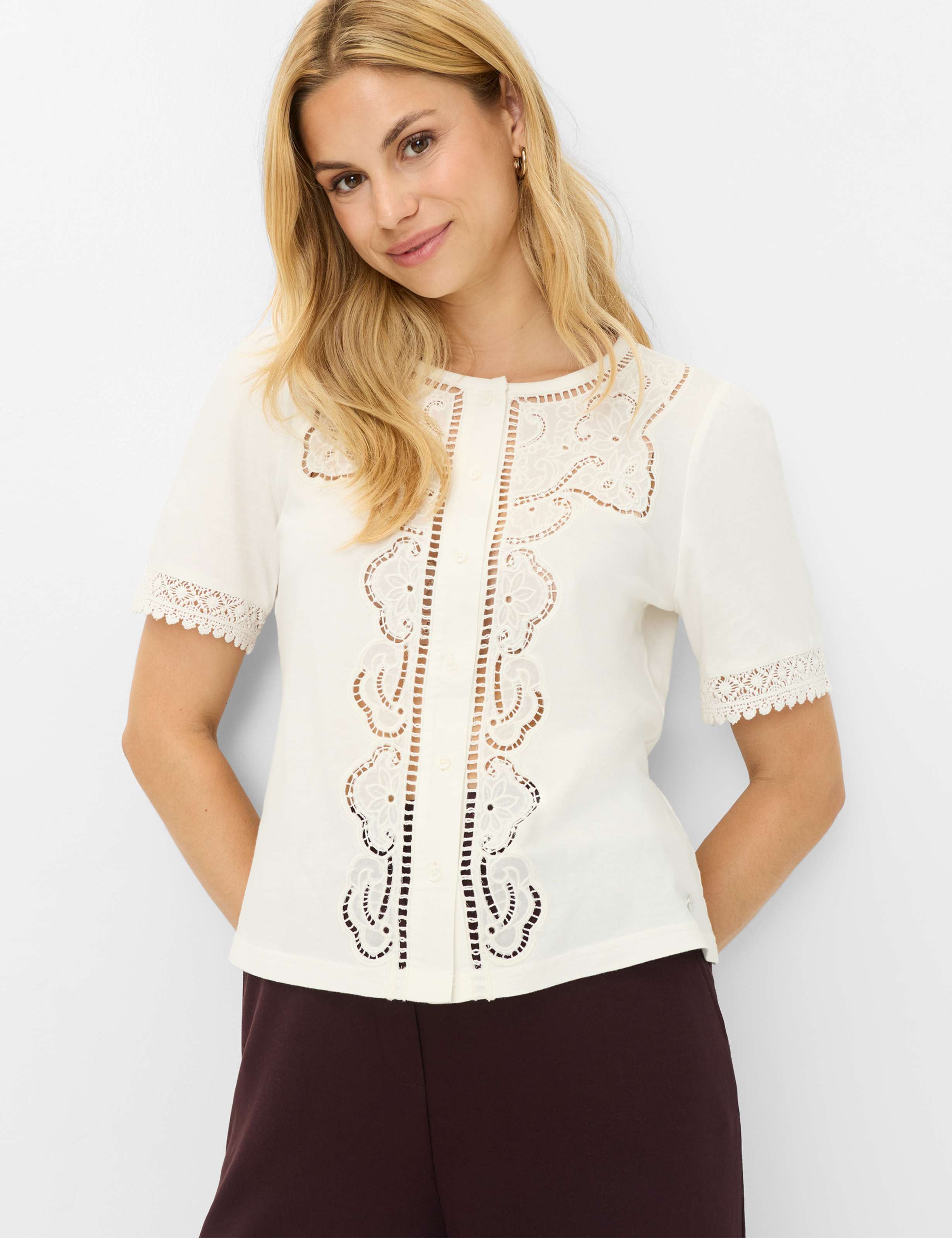 Brax Damen Bluse Style CELINA S soft ecru, Altweiß,