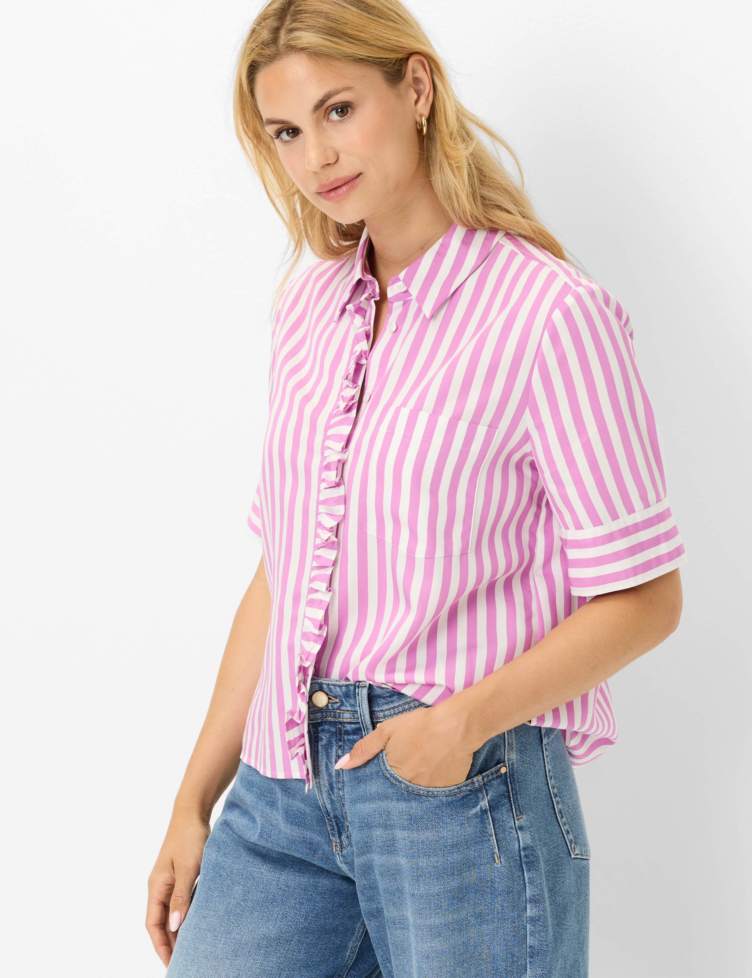 Brax Damen Bluse Style VICA FRIL bright purple, Rosa,