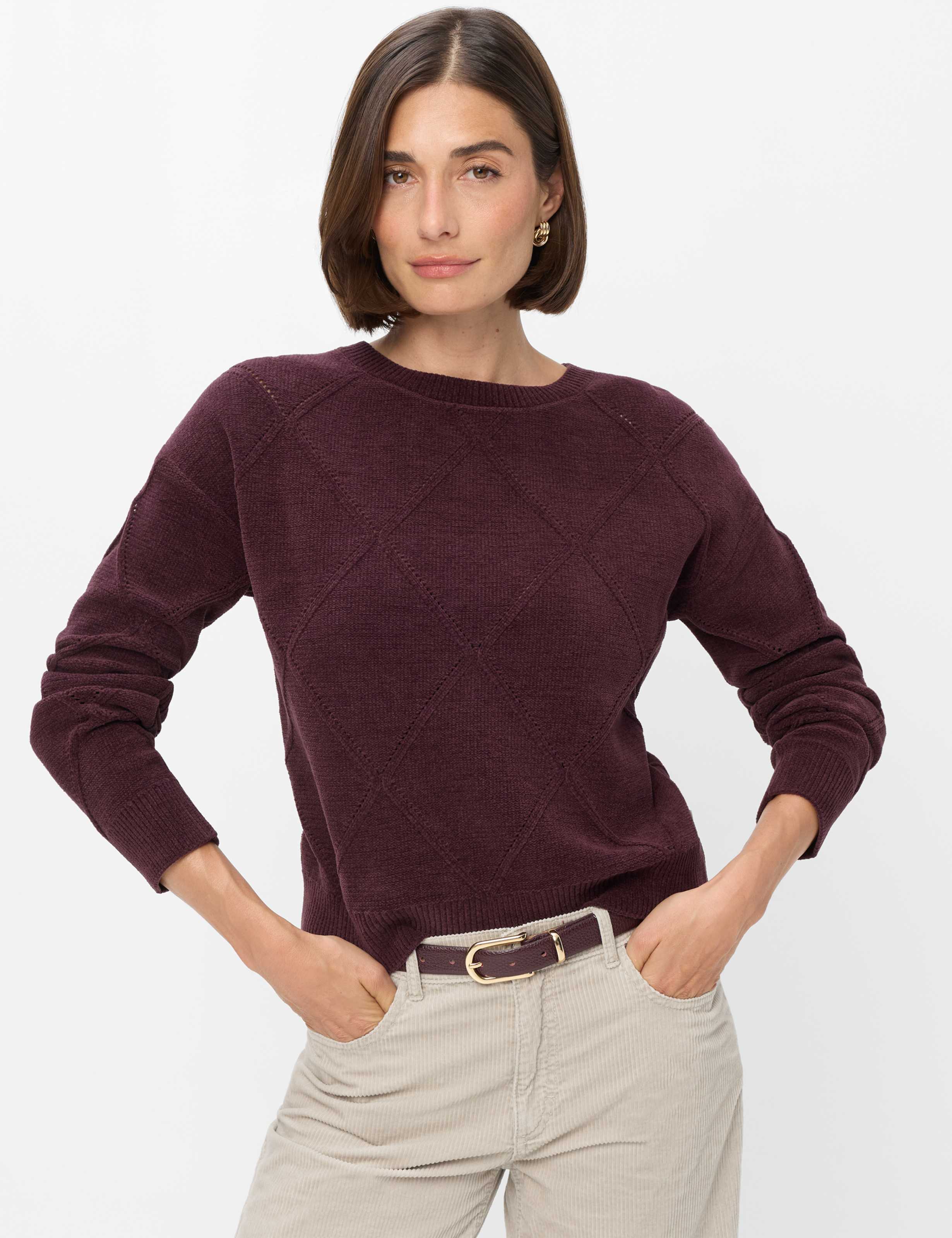 Brax Damen Strickpullover Style LISA blackberry violet, dunkles lila,