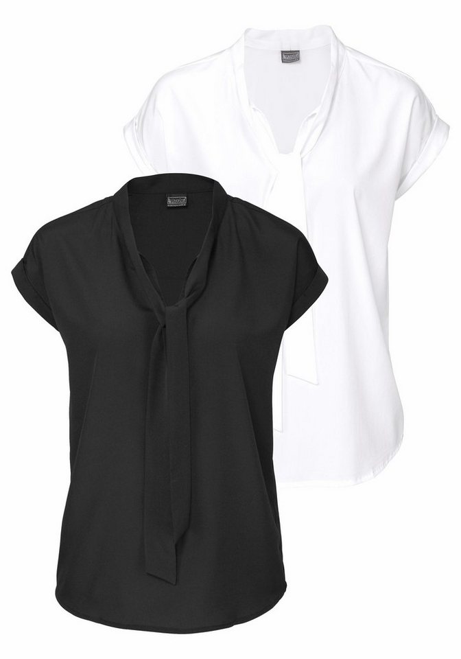 Bruno Banani Schluppenbluse (2er-Pack) 2er Pack, feminin, mit Bindeband