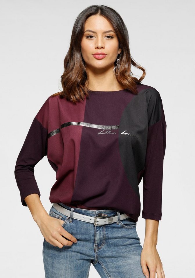 Laura Scott Hemdbluse im Materialmix mit Folienprint