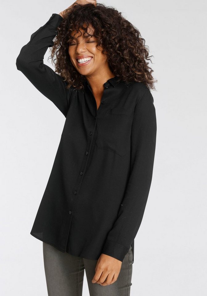 Tamaris Hemdbluse mit lockerem Schnitt, aus fließender Viskose-Qualität im Oversize-Look mit Tasche