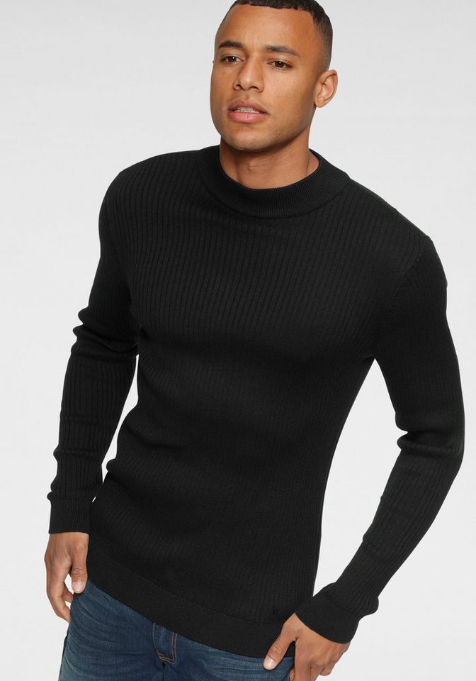 Bruno Banani Stehkragenpullover in Rippstrickoptik