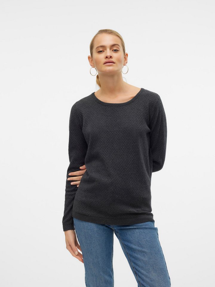 Vero Moda Rundhalspullover VMCARE STRUCTURE LS O-NECK BLOUSE aus Baumwolle