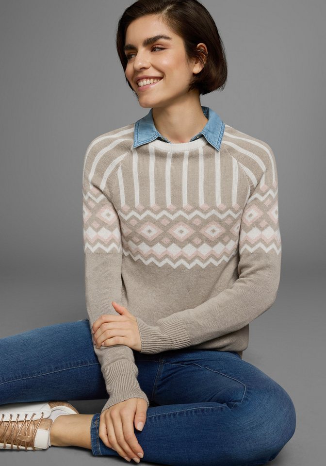 AJC Jacquardpullover mit Norwegermuster in verschiedenen Farbvarianten