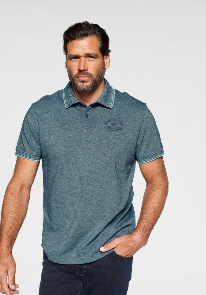Arizona Poloshirt Kurzarm, mit Polokragen, mit Print-Applikationen, aus Piqué-Stoff