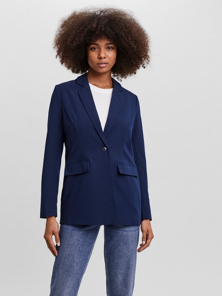 Vero Moda Longblazer VMZELDA LS LOOSE BLAZER NOOS lässige Form, 1-Knopf Verschluss