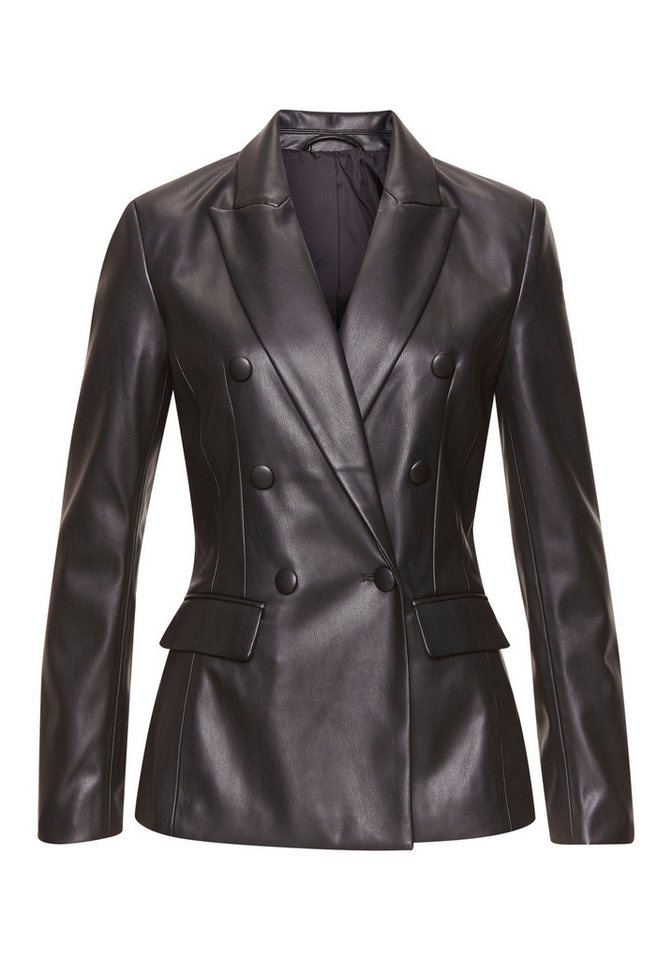 LASCANA Lederimitat-Blazer mit Reverskragen, taillierter Damenblazer, Business-Look