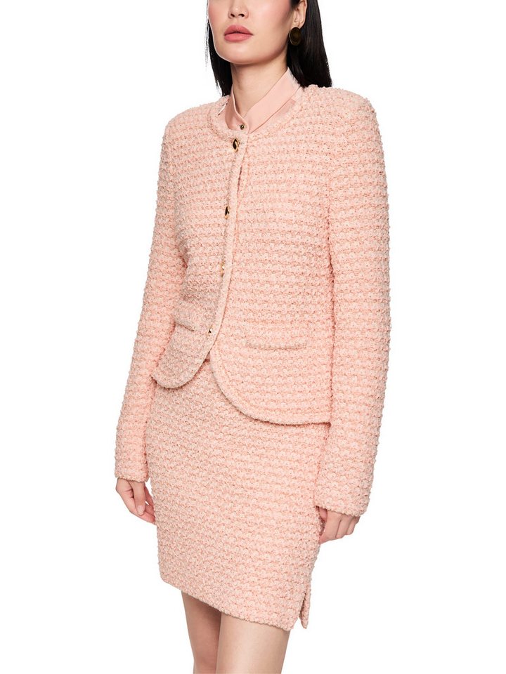 Marc Cain Cardigan Neutral Affinity Premium Damenmode Maschentweed, leicht gepolsterte Schultern, gerade geschnitten