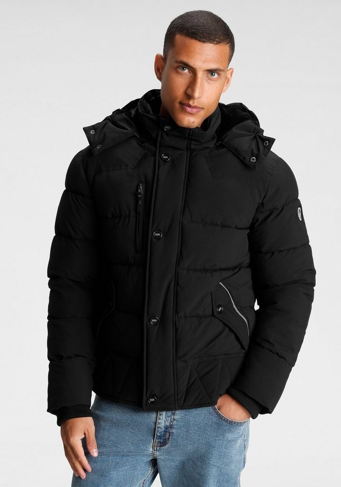 Bruno Banani Steppjacke Winterjacke mit Fellimitat und abnehmbarer Kapuze