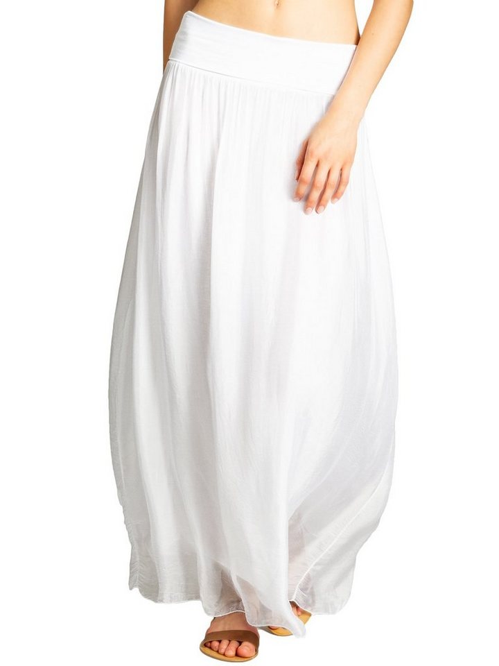 Caspar Faltenrock RO025 eleganter leichter Damen Sommer Rock mit Seidenanteil mit figurfreundlichem Stretch Bund - Made in Italy
