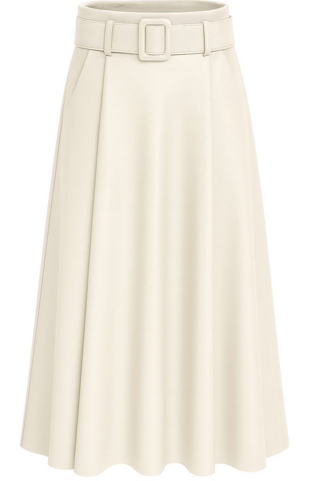 Mississhop Lederimitatrock Damen A-Linien Rock mit Gürtel – Kunstleder M.401