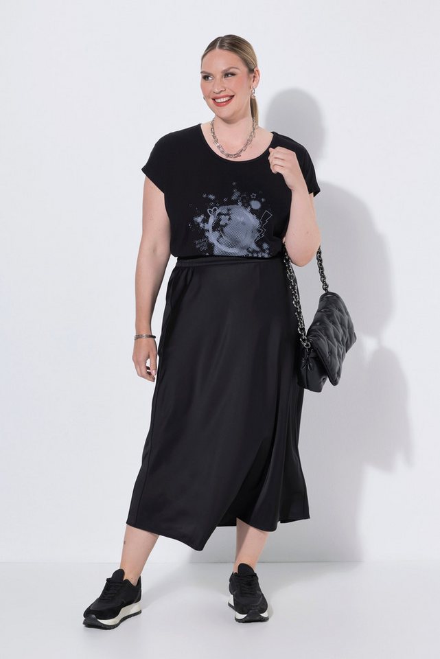 MIAMODA Jerseyrock Maxi-Satinrock A-Linie Elastikbund