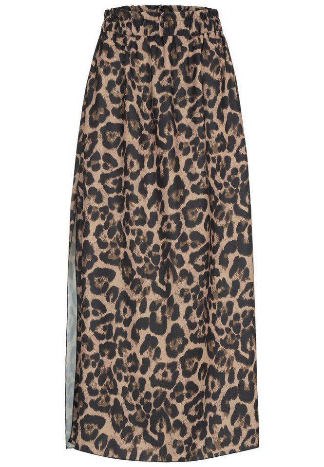 CLOUD 5IVE Sommerrock CLOUD 5IVE Maxi Skirt with side slit and leo print (1-tlg)