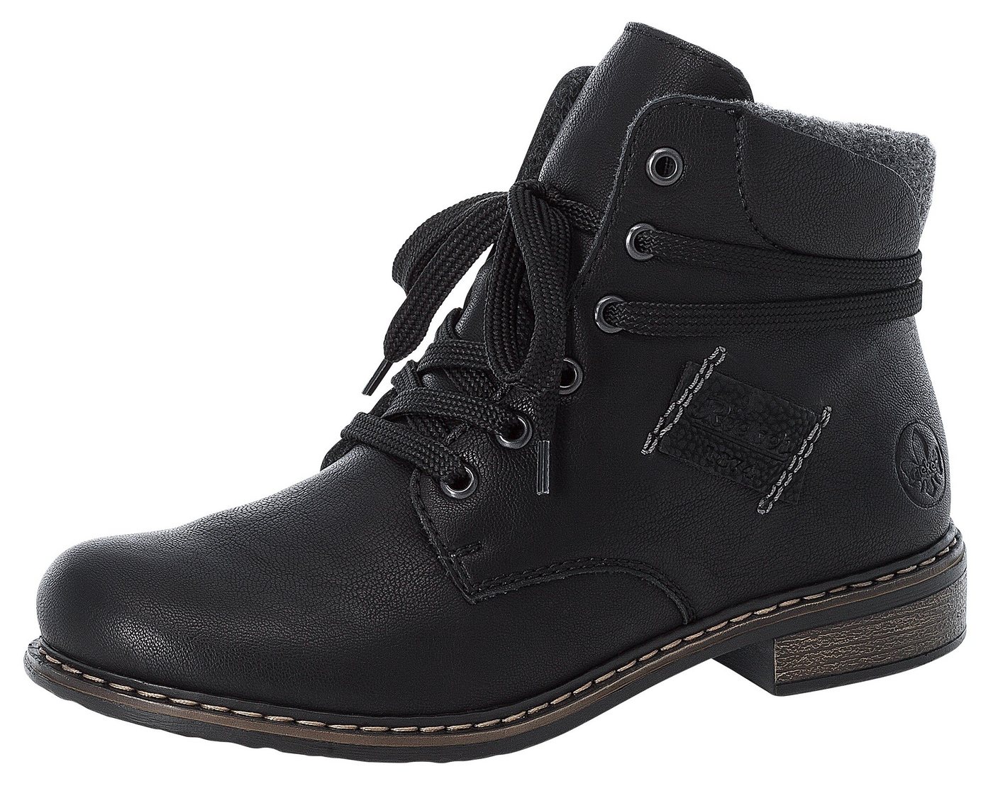 Rieker Schnürstiefelette, Schnürboots, Blockabsatz, mit gepolstertem Schaftabschluss